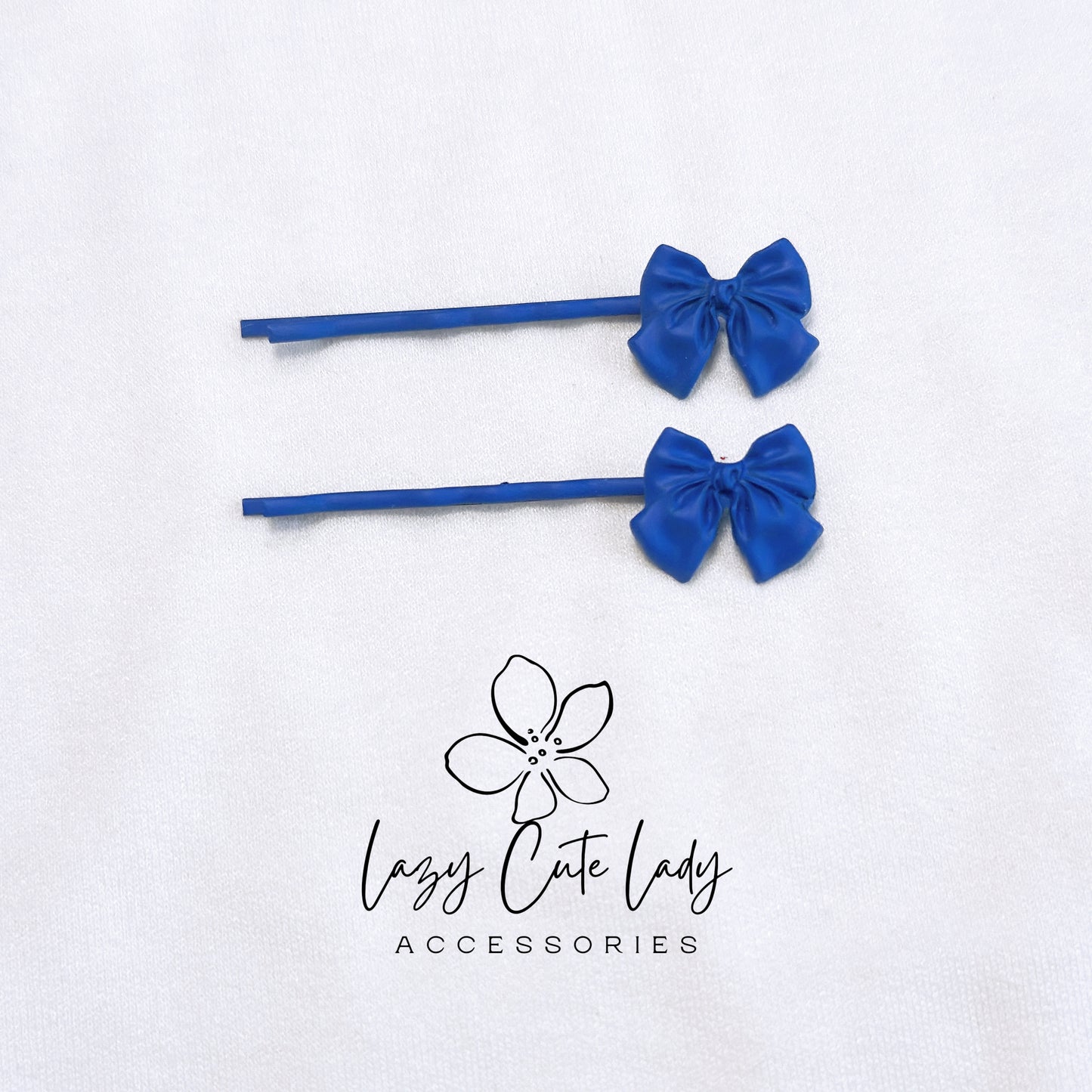 Colorful Metal Bow Hair Pin - Available in Blue and Red (2.25 Inches)