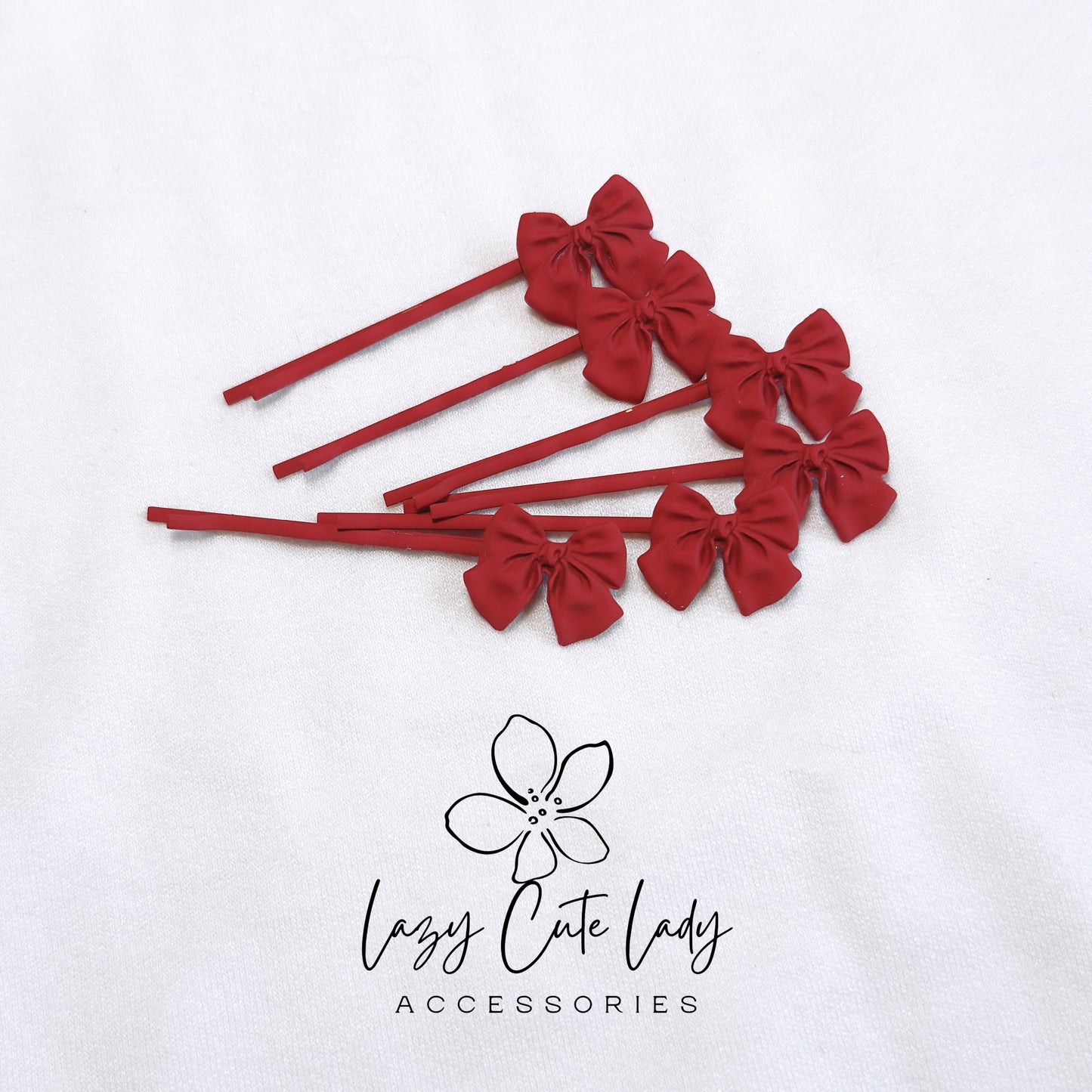 Colorful Metal Bow Hair Pin - Available in Blue and Red (2.25 Inches)