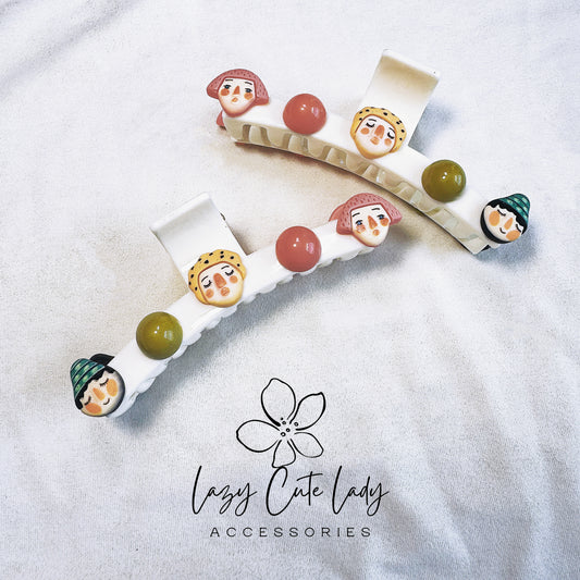 Adorable Clay Cartoon Doll and Candy-Themed Hair Claw