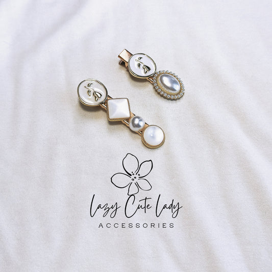 Vintage French Pearl Rose Hair Clip - Elegant and Detailed Accessory