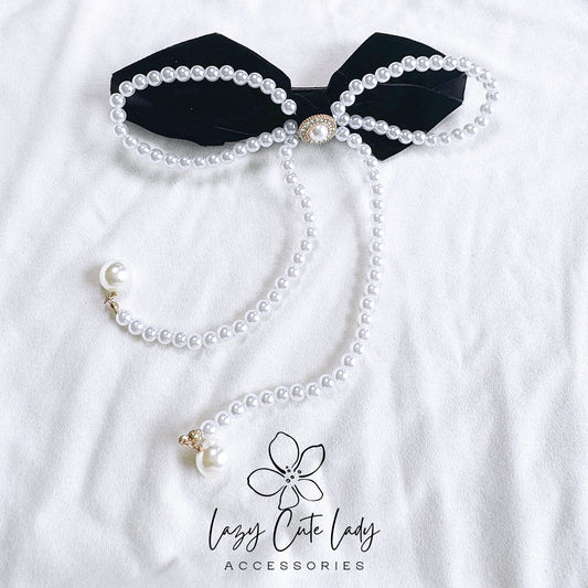 Vintage French Velvet Black Bow Hair Clip - Elegant and Detailed Accessory