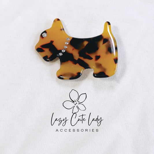 Elegant Scottie Dog Acetate Hair Clips - Adorable and Sophisticated