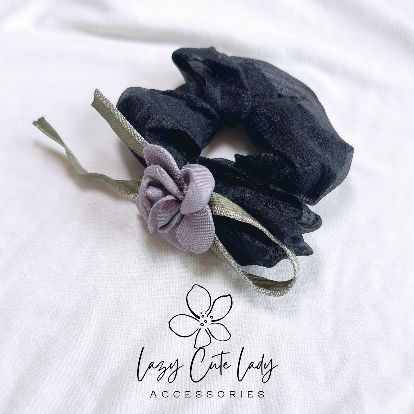 Elegant Floral Ribbon Scrunchies - Versatile and Beautiful Hair Accessories