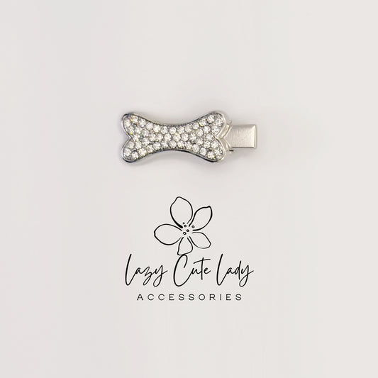 Mini Sparkle Bone Hair Clip – Crystal Dog Bone Barrette for Pet Lovers
