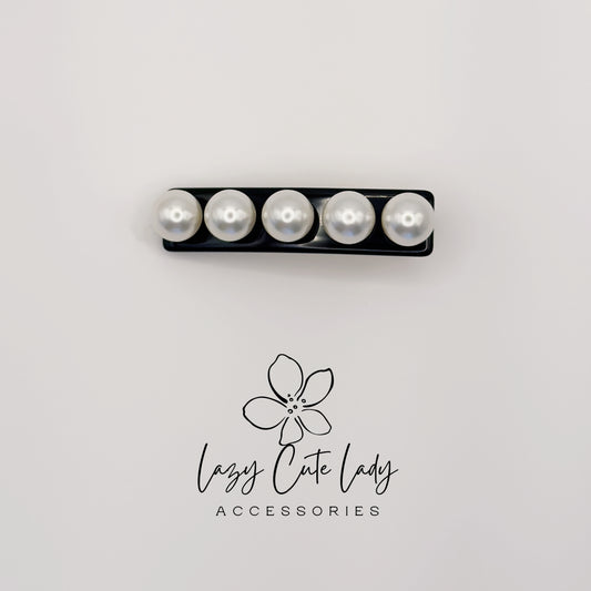 Eco Acetate Pearl Bar Clip – Classic Rectangle Hair Barrette