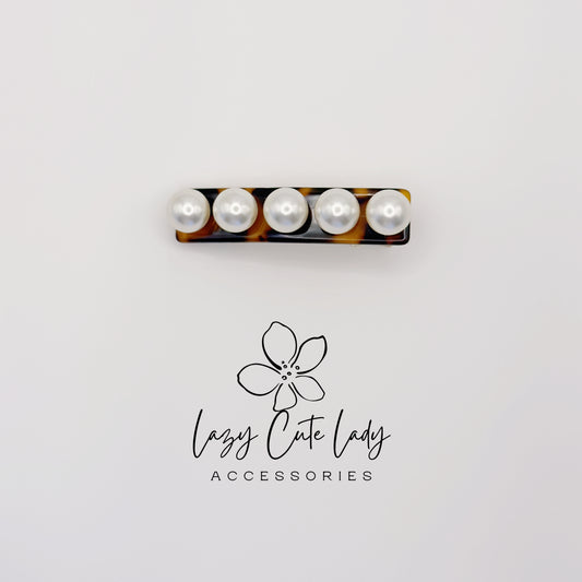 Eco Acetate Pearl Bar Clip – Classic Rectangle Hair Barrette