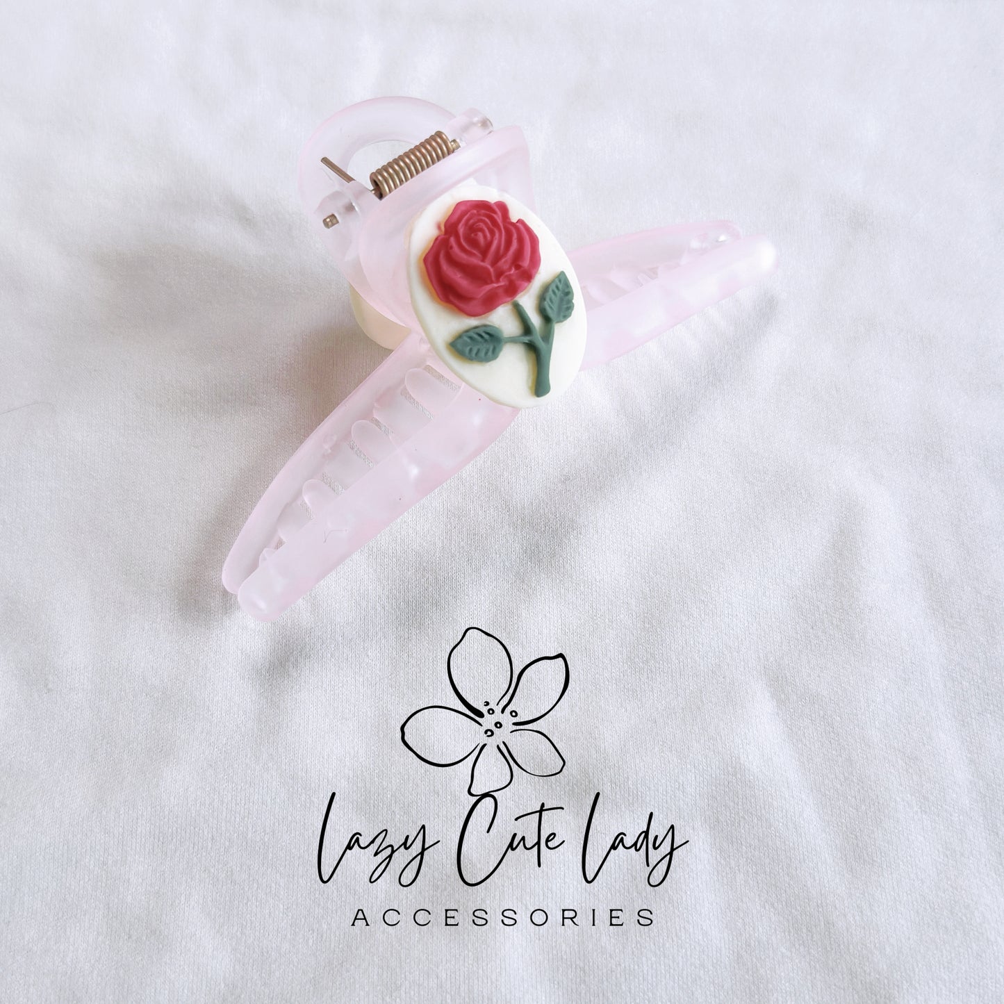 Elegant Pink Ice Rose Hair Claw - Two Stunning Designs