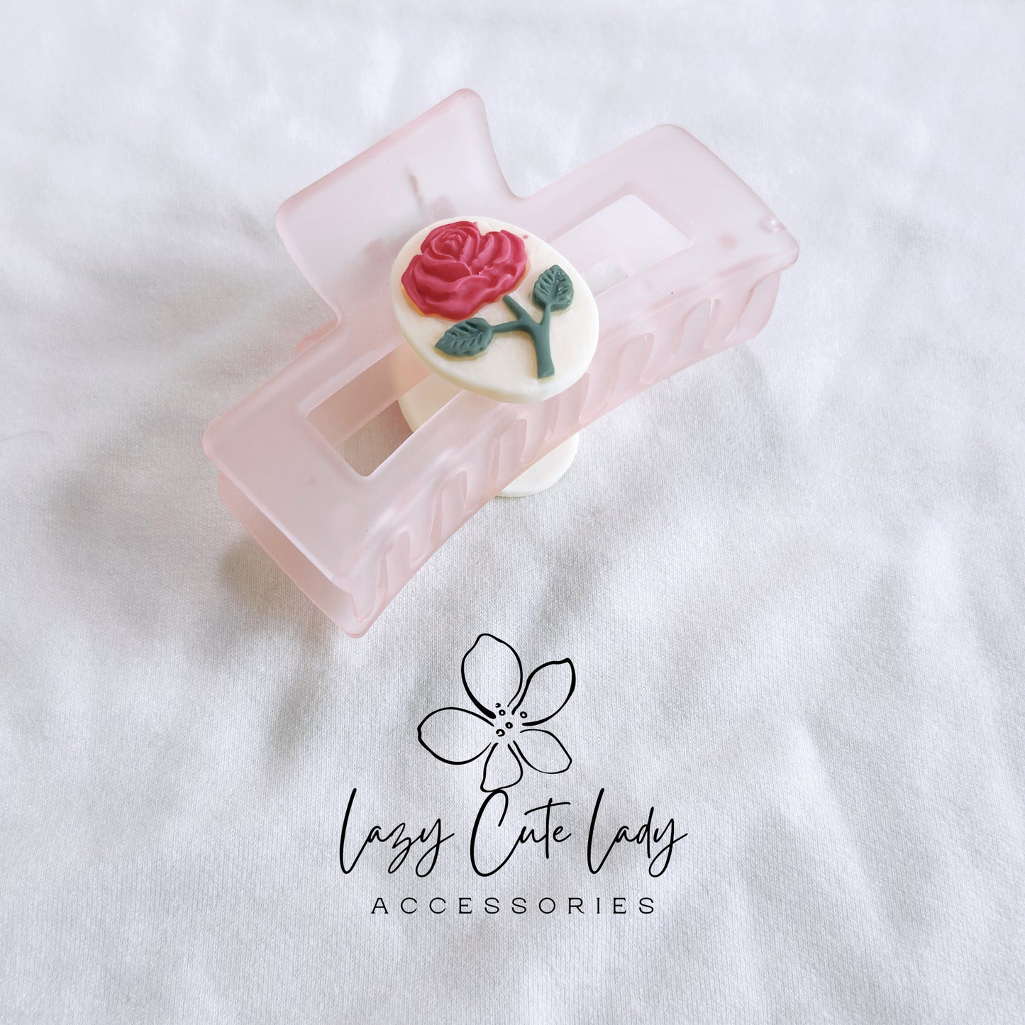 Elegant Pink Ice Rose Hair Claw - Two Stunning Designs