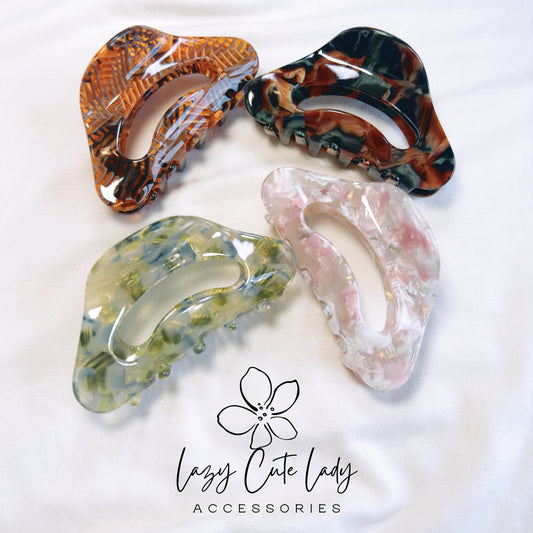 Vintage French Hair Claw Made from Eco-Friendly Acetate - Four Elegant Colors