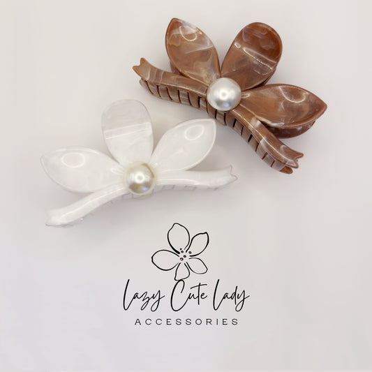 Acetate Dragonfly Hair Claw Clip with Pearl Accent