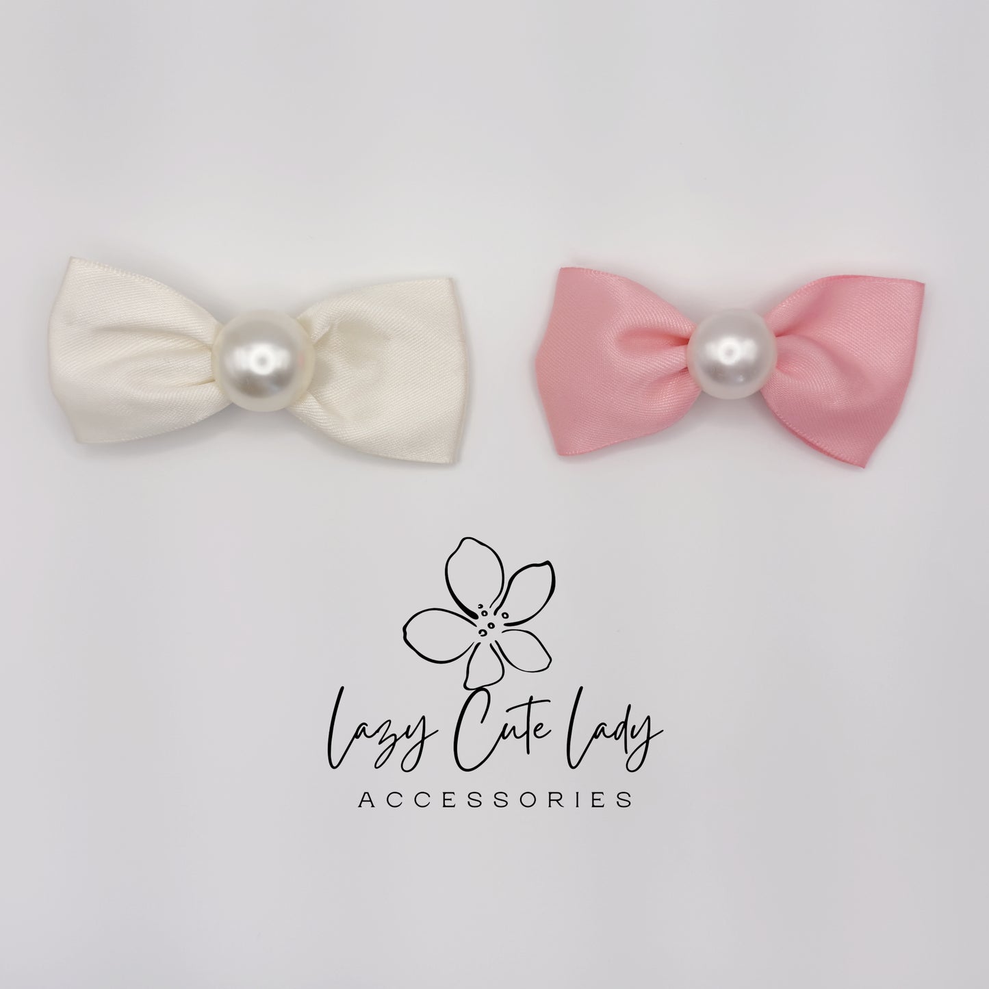 Classic Satin Bow Hair Clip with Pearl Center
