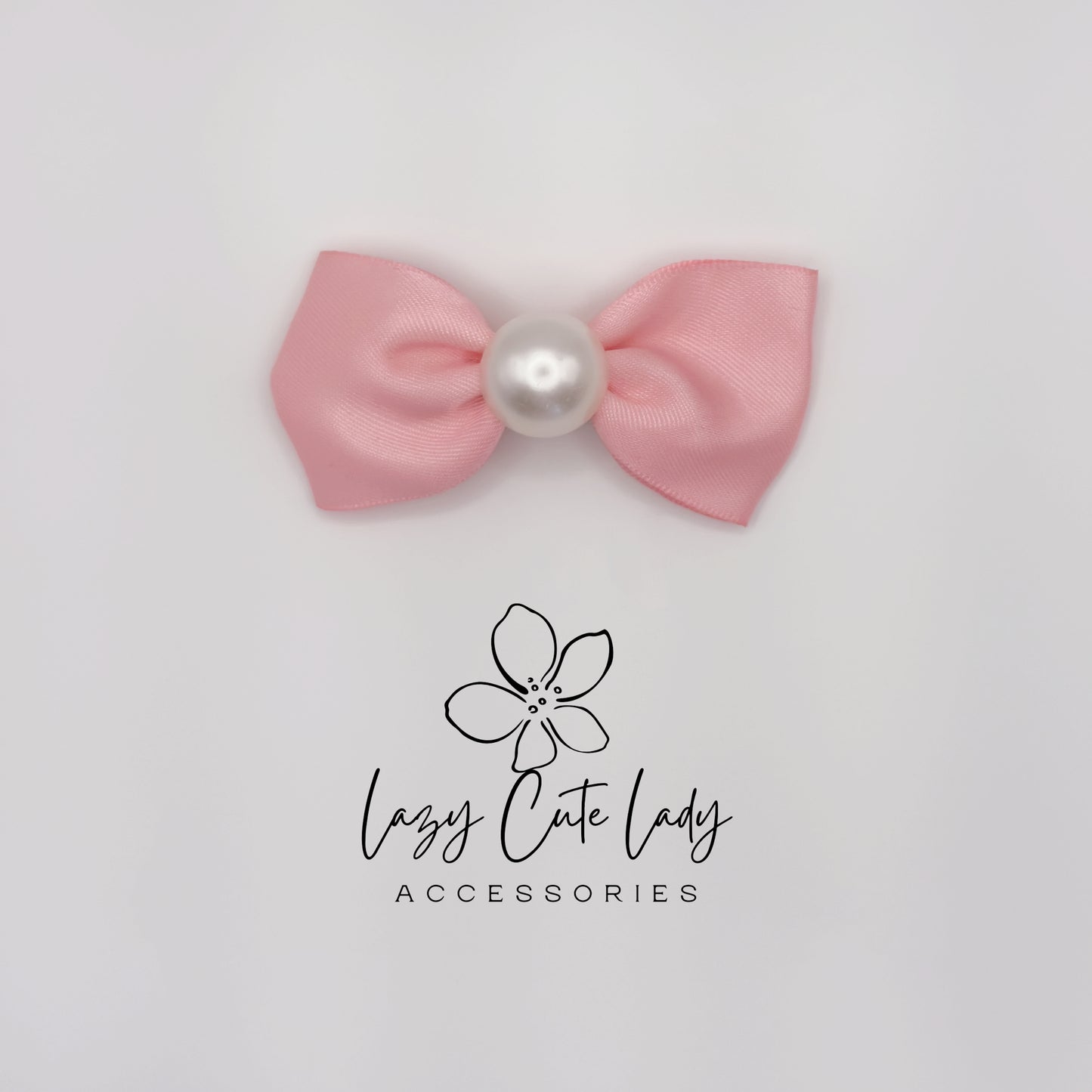 Classic Satin Bow Hair Clip with Pearl Center