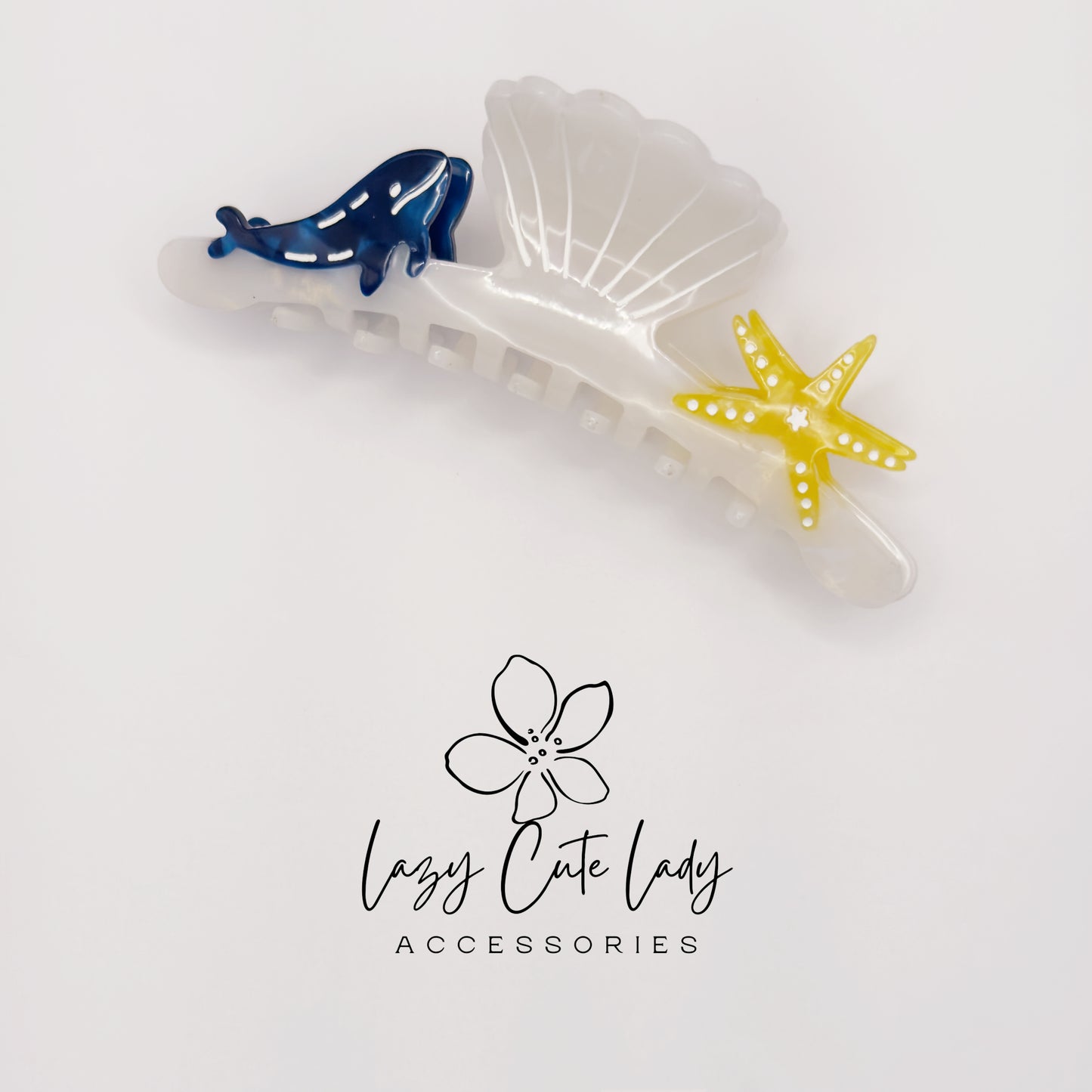 Whale & Starfish Sea-Inspired Hair Claw