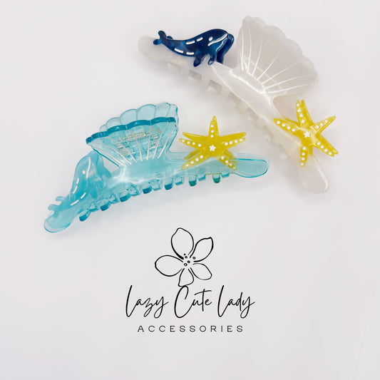 Whale & Starfish Sea-Inspired Hair Claw