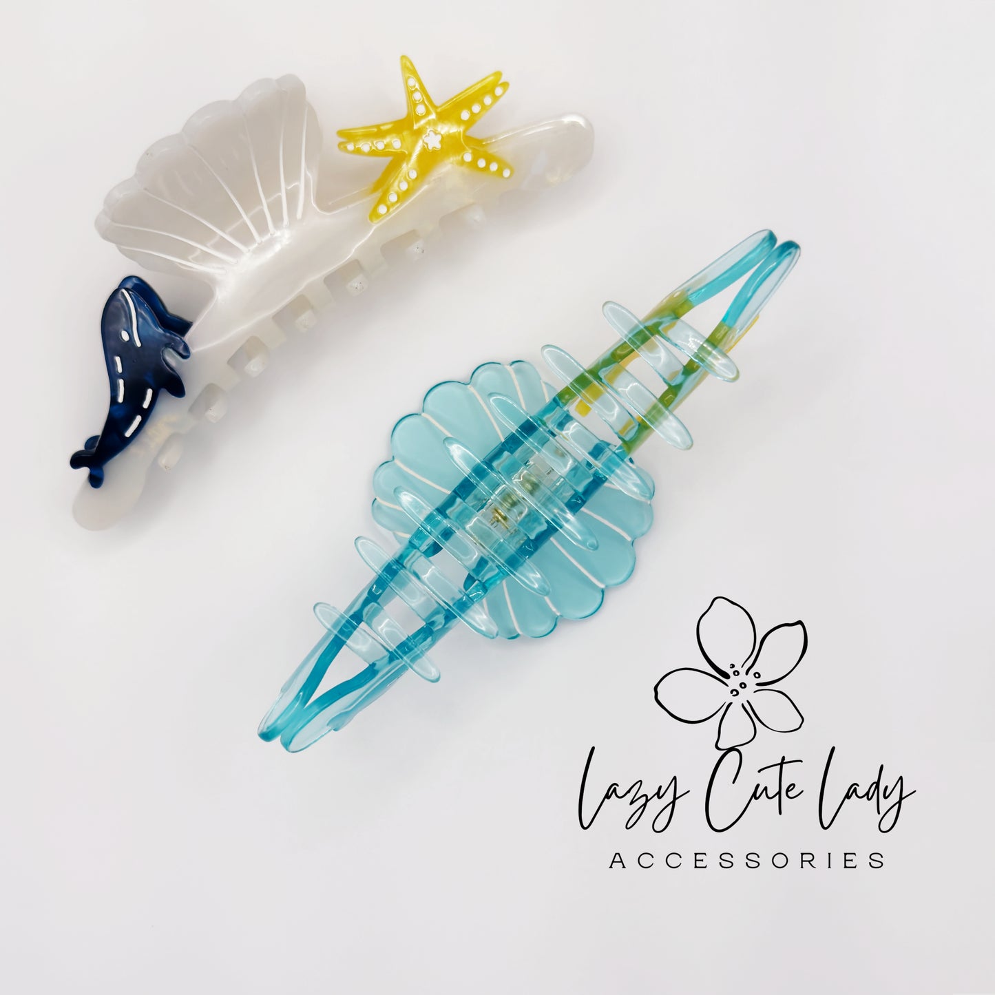 Whale & Starfish Sea-Inspired Hair Claw