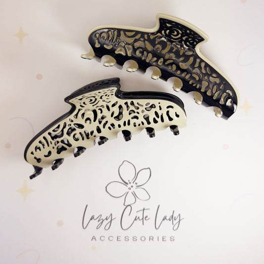 Hollow Leopard Cutout Acetate Hair Claw – Eco-Friendly Statement Clip