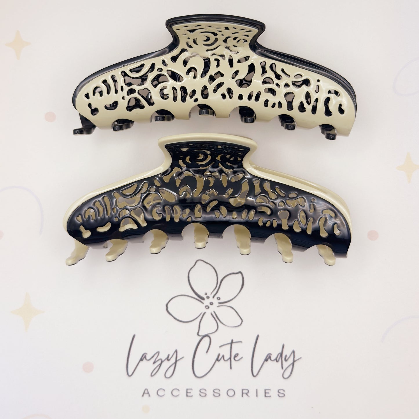 Hollow Leopard Cutout Acetate Hair Claw – Eco-Friendly Statement Clip