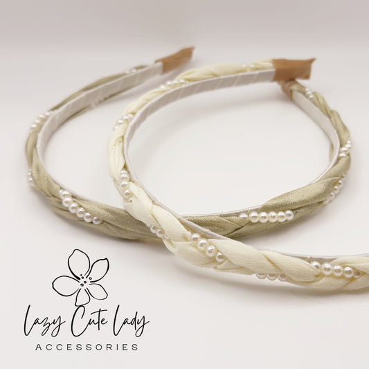 Braided Satin and Pearl Headband – Elegant Everyday Hair Accessory