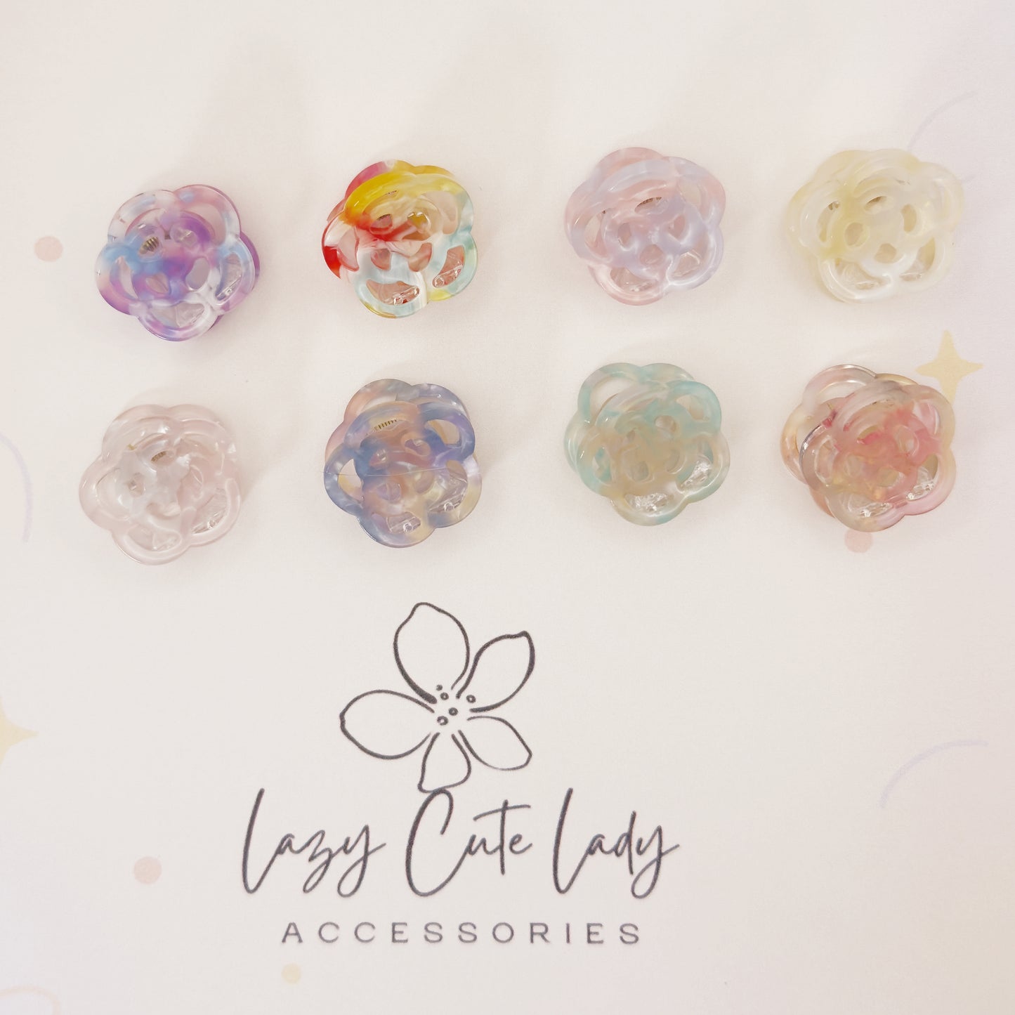 Mini Flower-Shaped Claw Clips – Colorful and Eco-Friendly Acetate Clips
