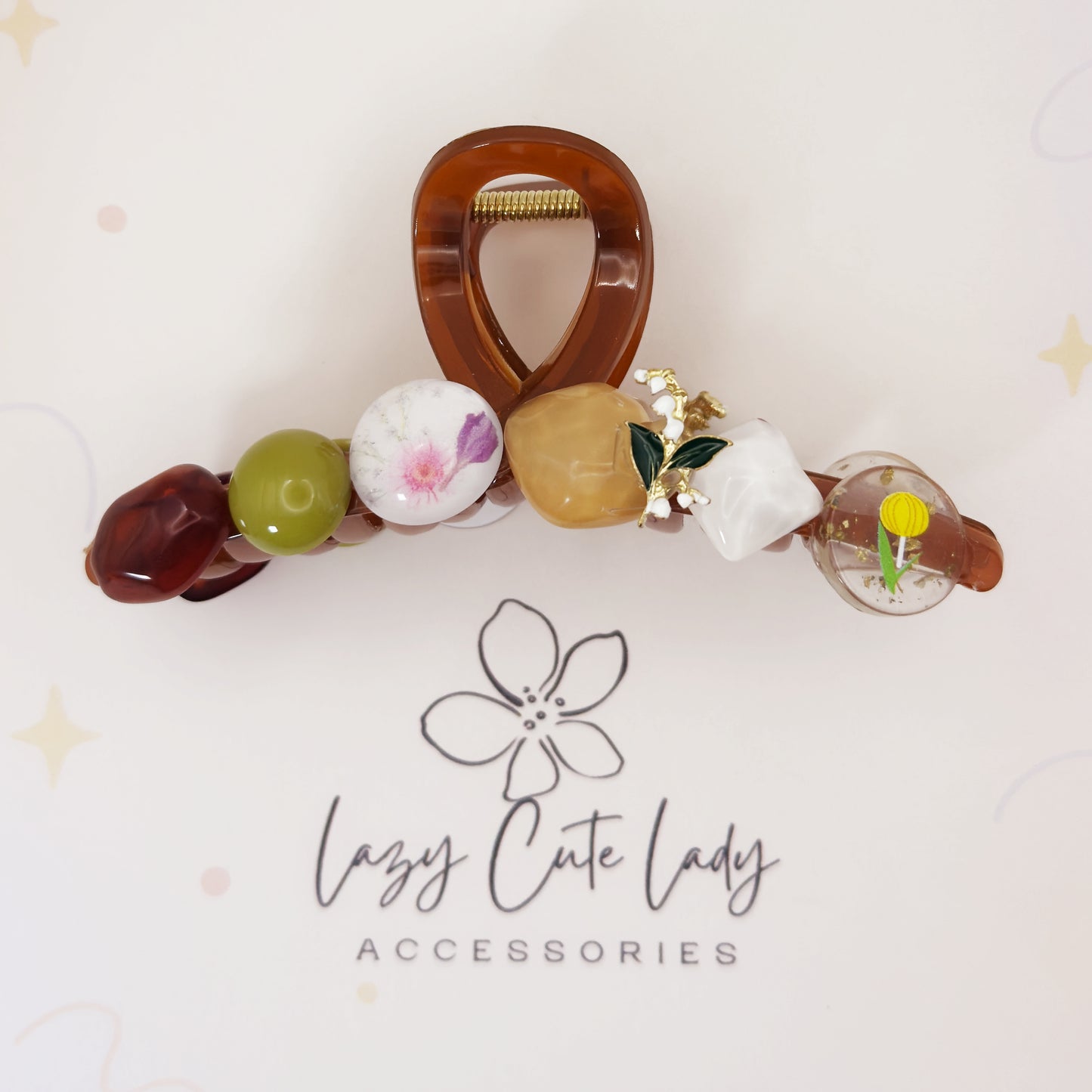 Spring Garden Bead Hair Claw – Acrylic Floral Clip (2 Sizes)