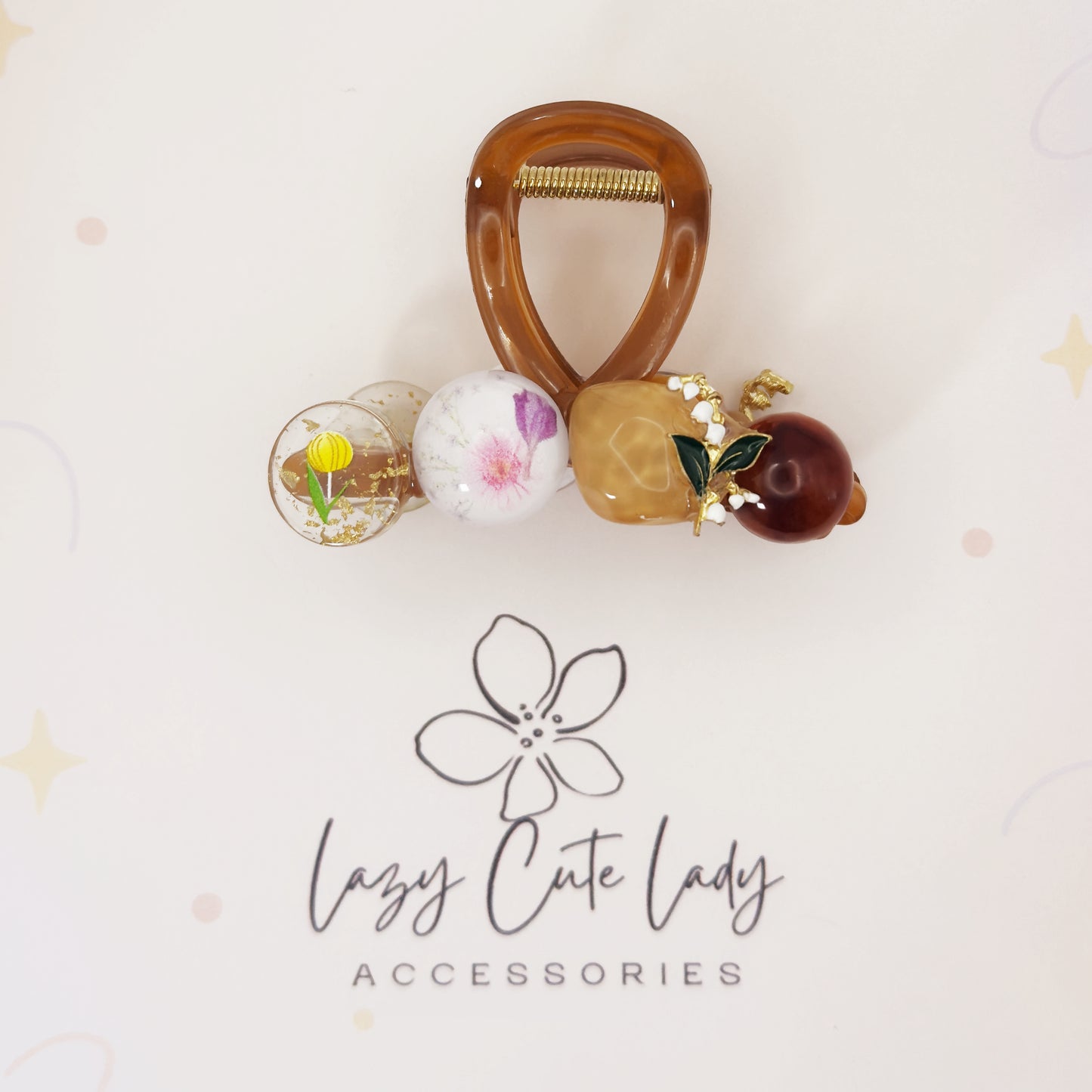 Spring Garden Bead Hair Claw – Acrylic Floral Clip (2 Sizes)