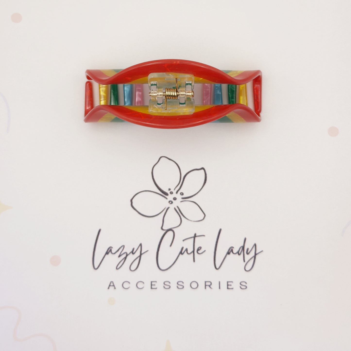Rainbow Bright Acetate Hair Claw – Colorful & Eco-Friendly