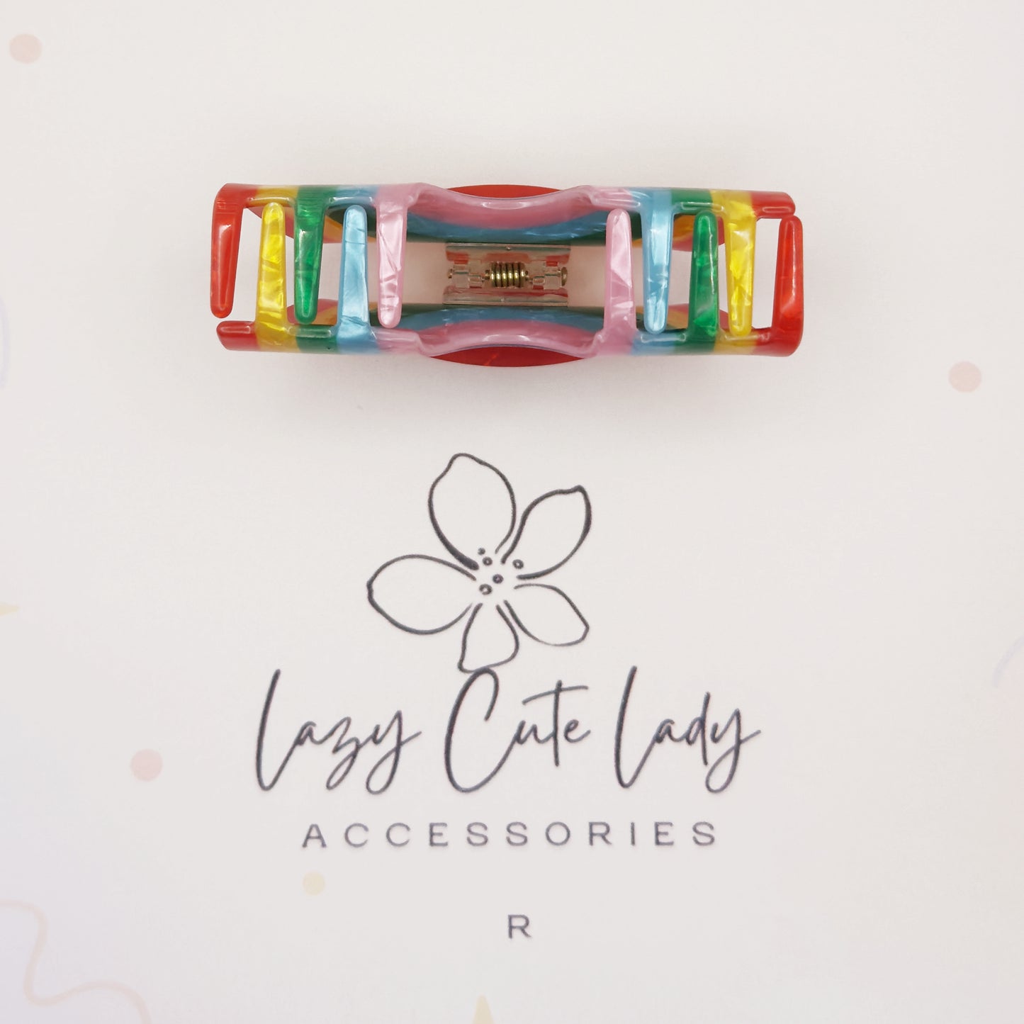 Rainbow Bright Acetate Hair Claw – Colorful & Eco-Friendly