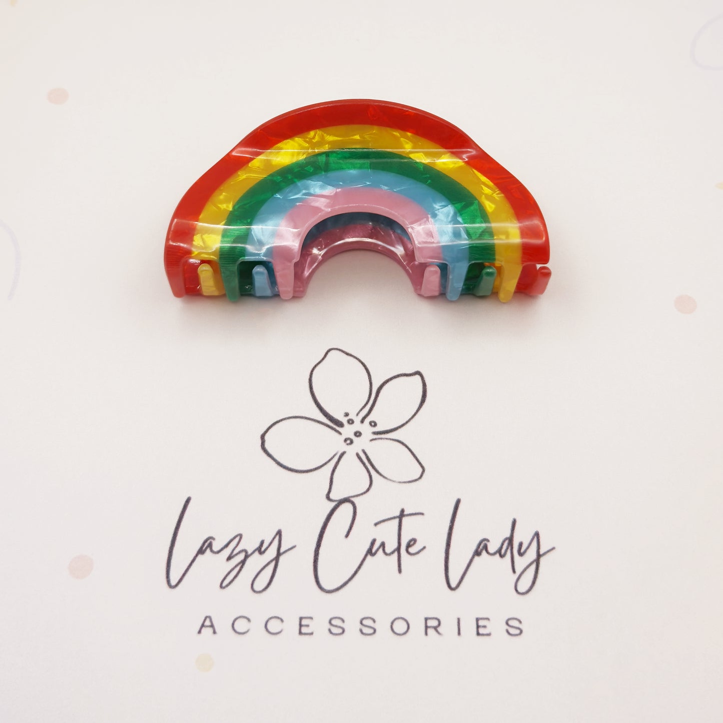 Rainbow Bright Acetate Hair Claw – Colorful & Eco-Friendly