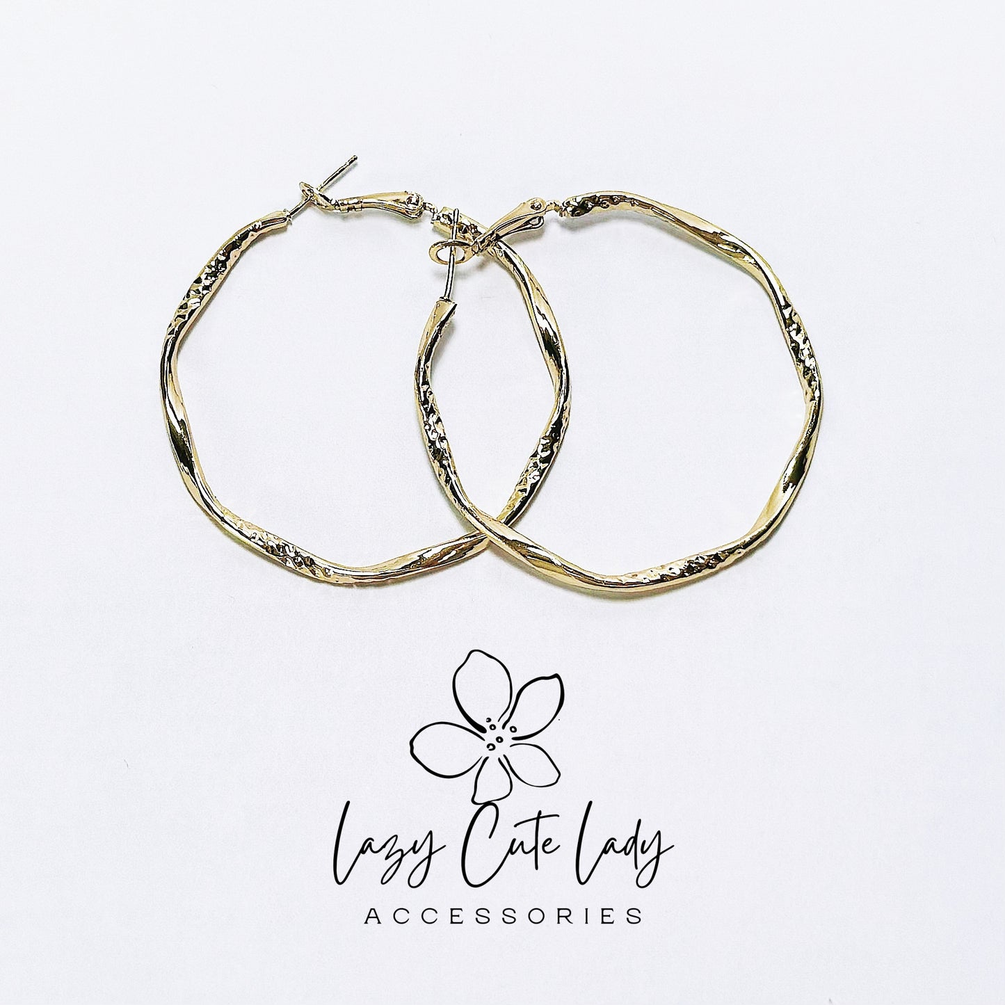 Textured Gold Metal Hoop Earrings - Versatile and Elegant