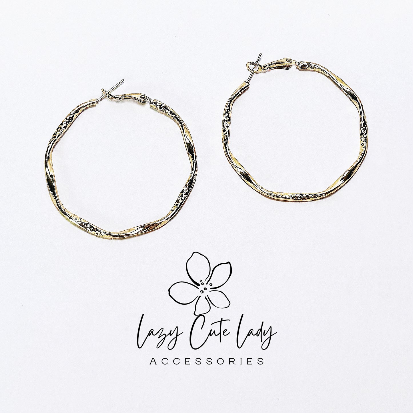 Textured Gold Metal Hoop Earrings - Versatile and Elegant