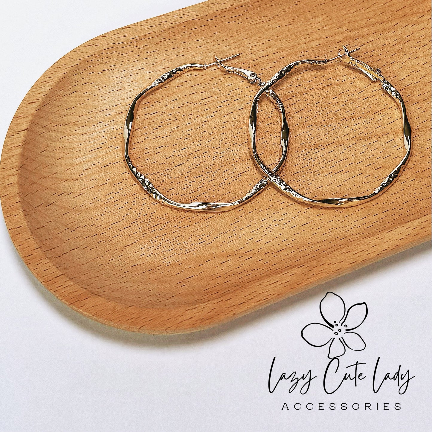 Textured Gold Metal Hoop Earrings - Versatile and Elegant