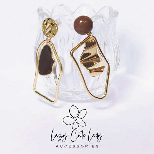 Asymmetrical Geometric Vintage Metal Earrings - Unique and Stylish