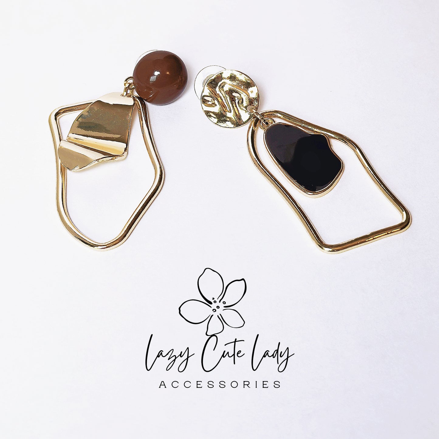 Asymmetrical Geometric Vintage Metal Earrings - Unique and Stylish