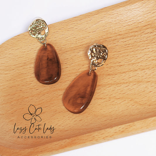 Resin and Irregular Metal Minimalist Drop Earrings