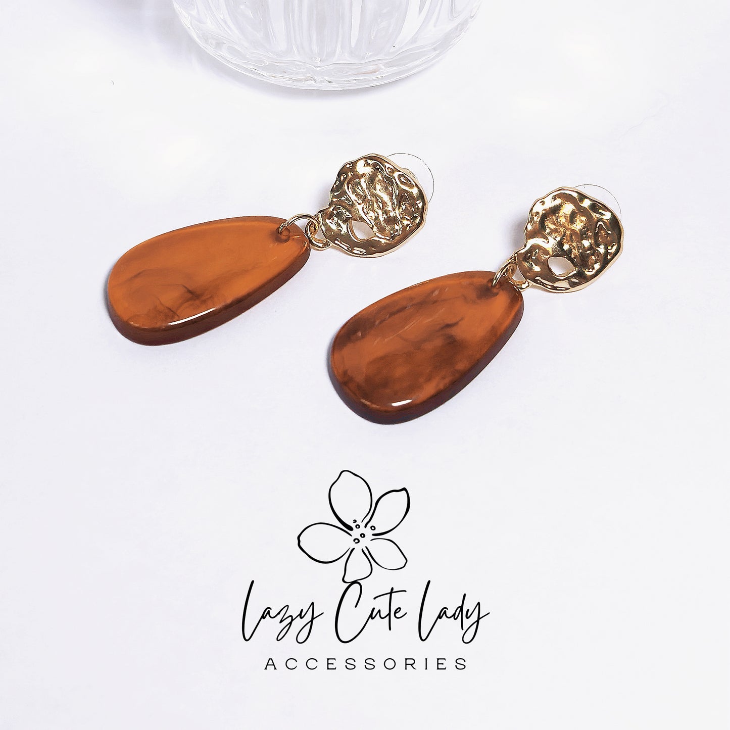 Resin and Irregular Metal Minimalist Drop Earrings