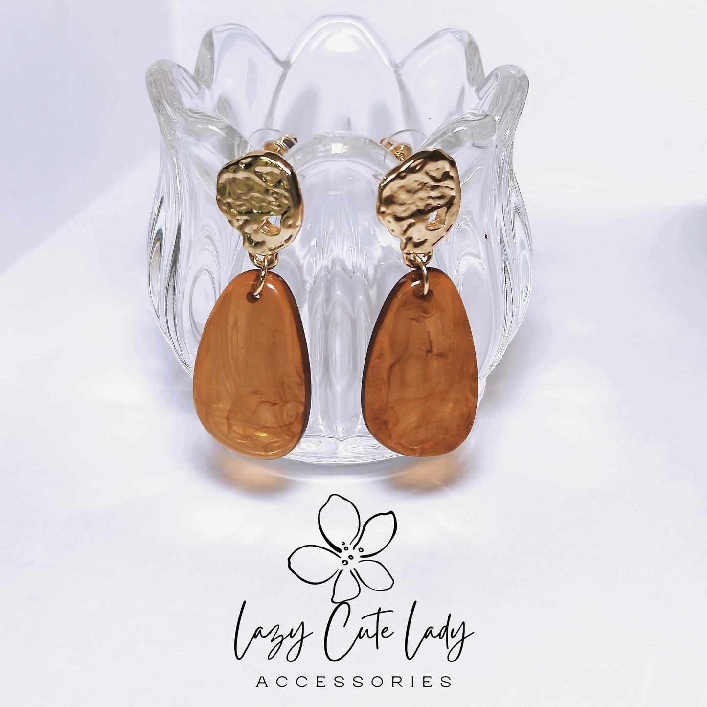 Resin and Irregular Metal Minimalist Drop Earrings