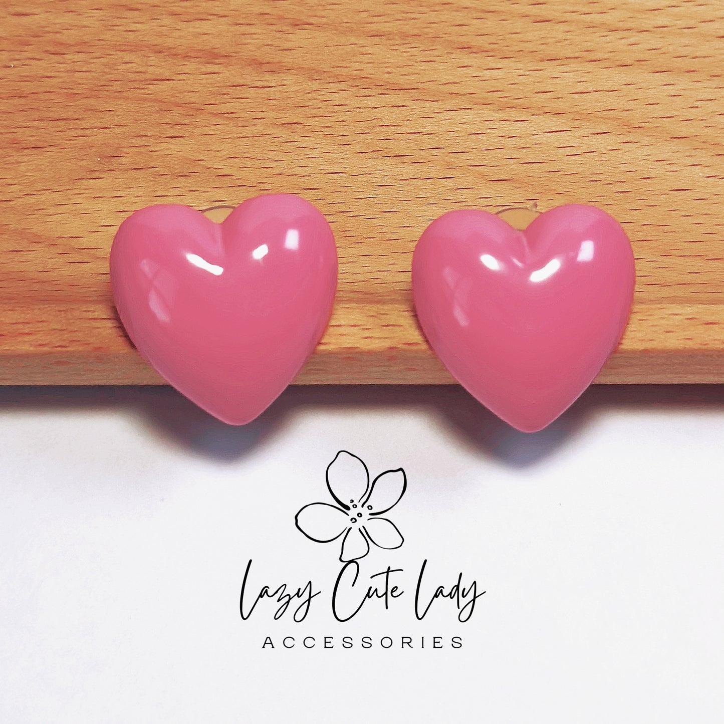Vintage Pink Heart Stud Earrings - Cute and Stylish Design