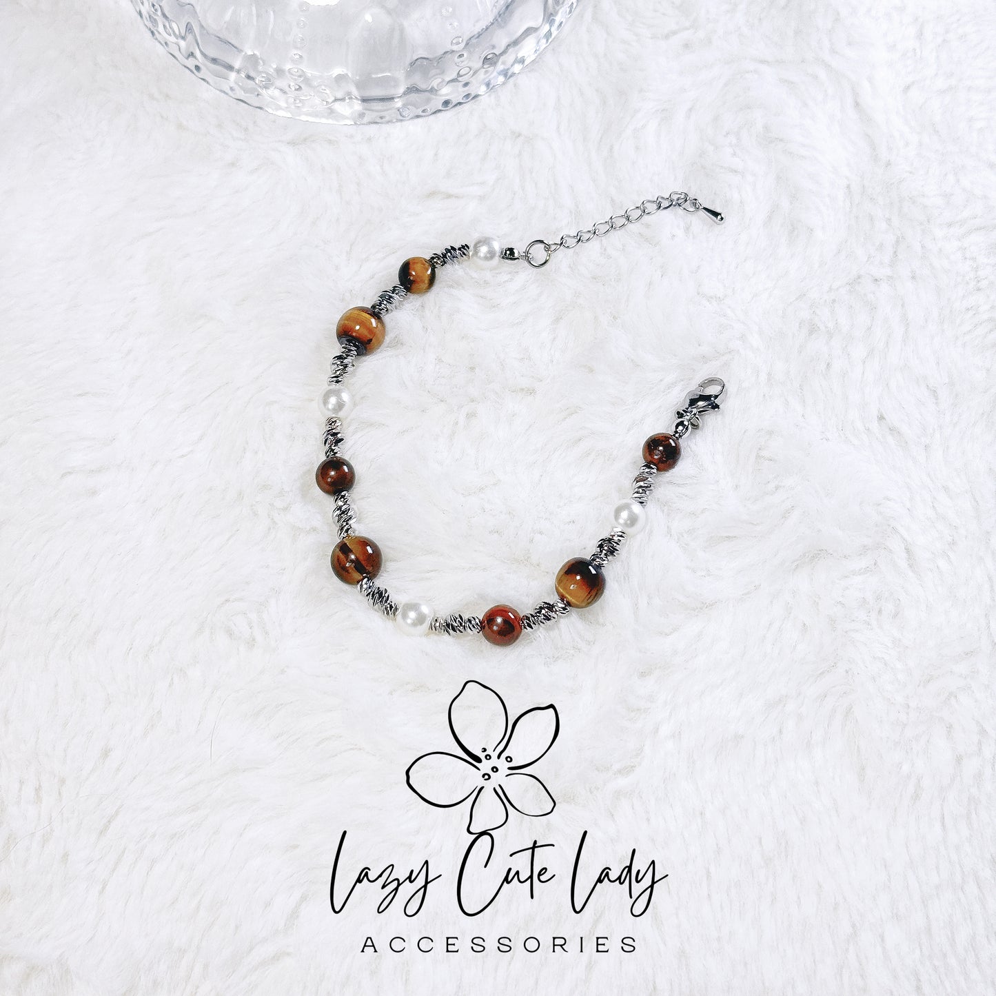 Elegant Tiger Eye and Pearl Bracelet - Gold and Silver Options