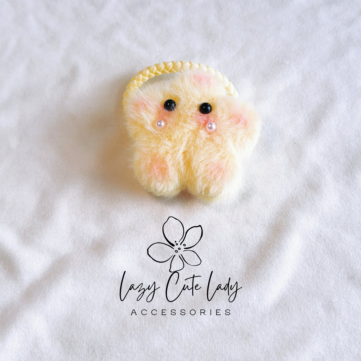 Fuzzy Cartoon Star Hair Clips and Ties with Adorable Eyes – Cute and Versatile Accessories