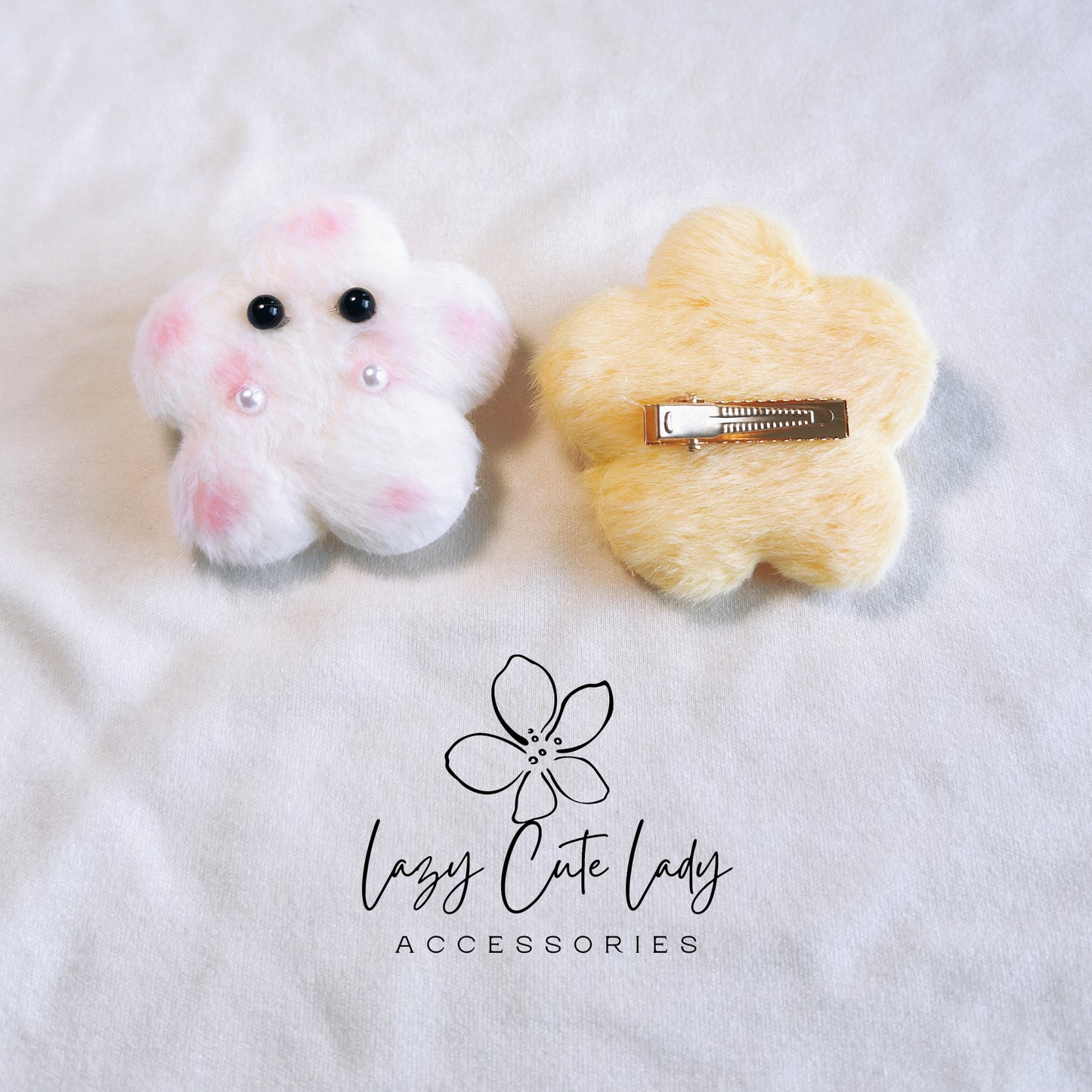 Fuzzy Cartoon Star Hair Clips and Ties with Adorable Eyes – Cute and Versatile Accessories