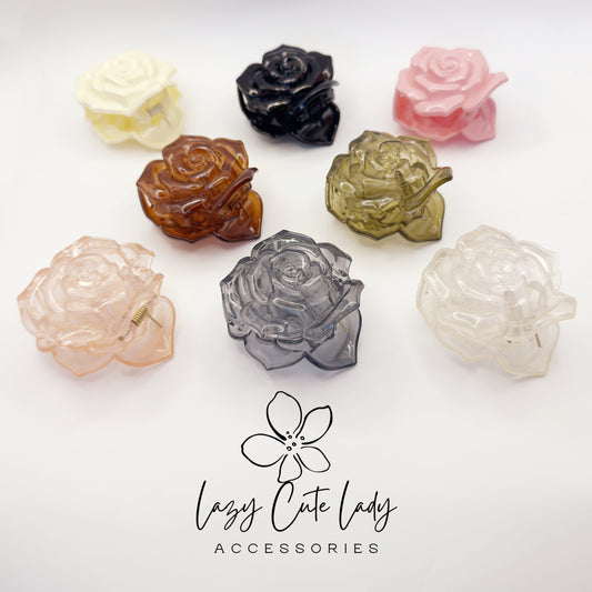Rose Hair Claw Clips – Large Flower Cellulose Acetate Hair Accessories for Women and Girls