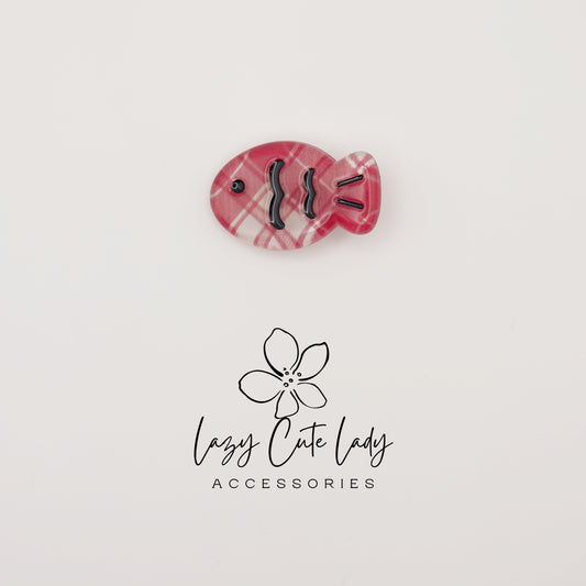 Plaid Fish Hair Clips – Resin Snap Hair Accessories for Girls and Women, Autumn &Halloween Inspired Barrettes