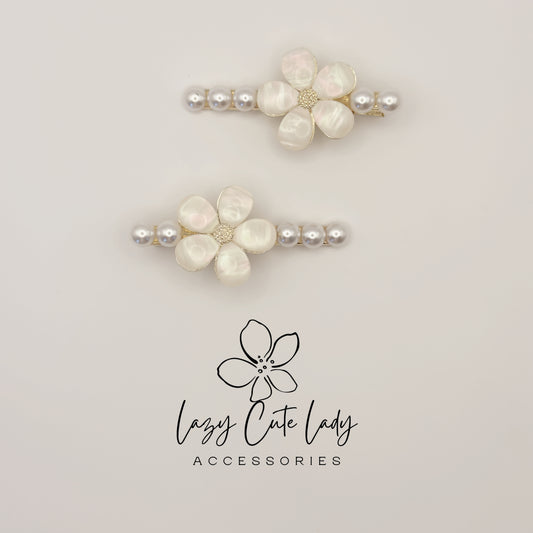 Pearl & Shell Flower Hair Clips Set – Elegant Bridal Wedding Hair Accessories for Women and Girls