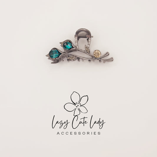 Vintage Vine Hair Claw Clip – Elegant Metal with Gemstone Rhinestones for Women, Party & Wedding Hair Accessories