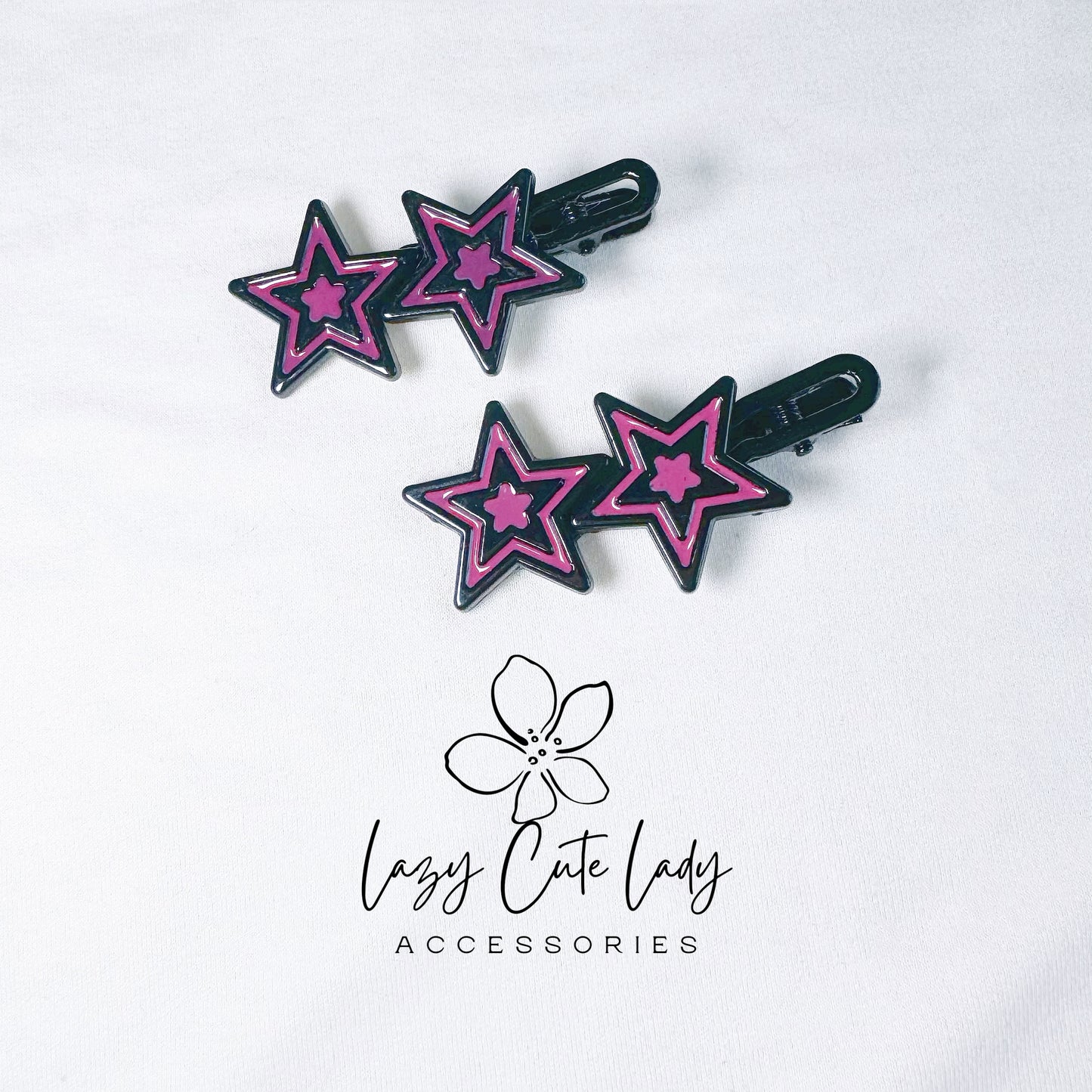 Dual Star Hair Clip - Cool & Chic Two-Tone Star Design