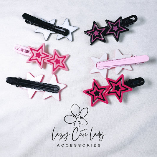 Dual Star Hair Clip - Cool & Chic Two-Tone Star Design