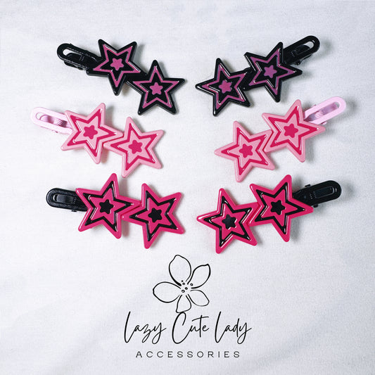 Dual Star Hair Clip - Cool & Chic Two-Tone Star Design