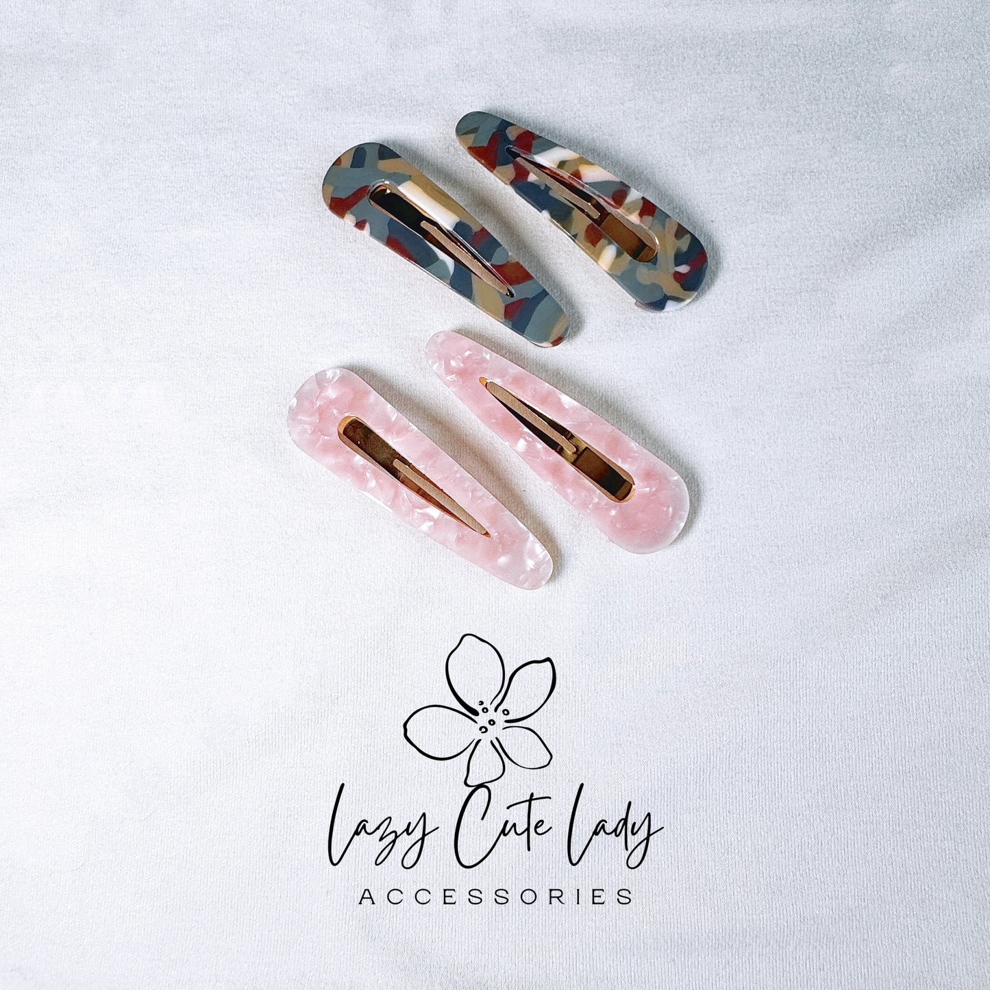 Eco-Friendly Acetate Snap Clips - Colorful & Pink Tick-Tack Hair Clips