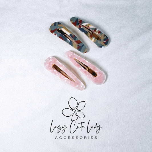 Eco-Friendly Acetate Snap Clips - Colorful & Pink Tick-Tack Hair Clips