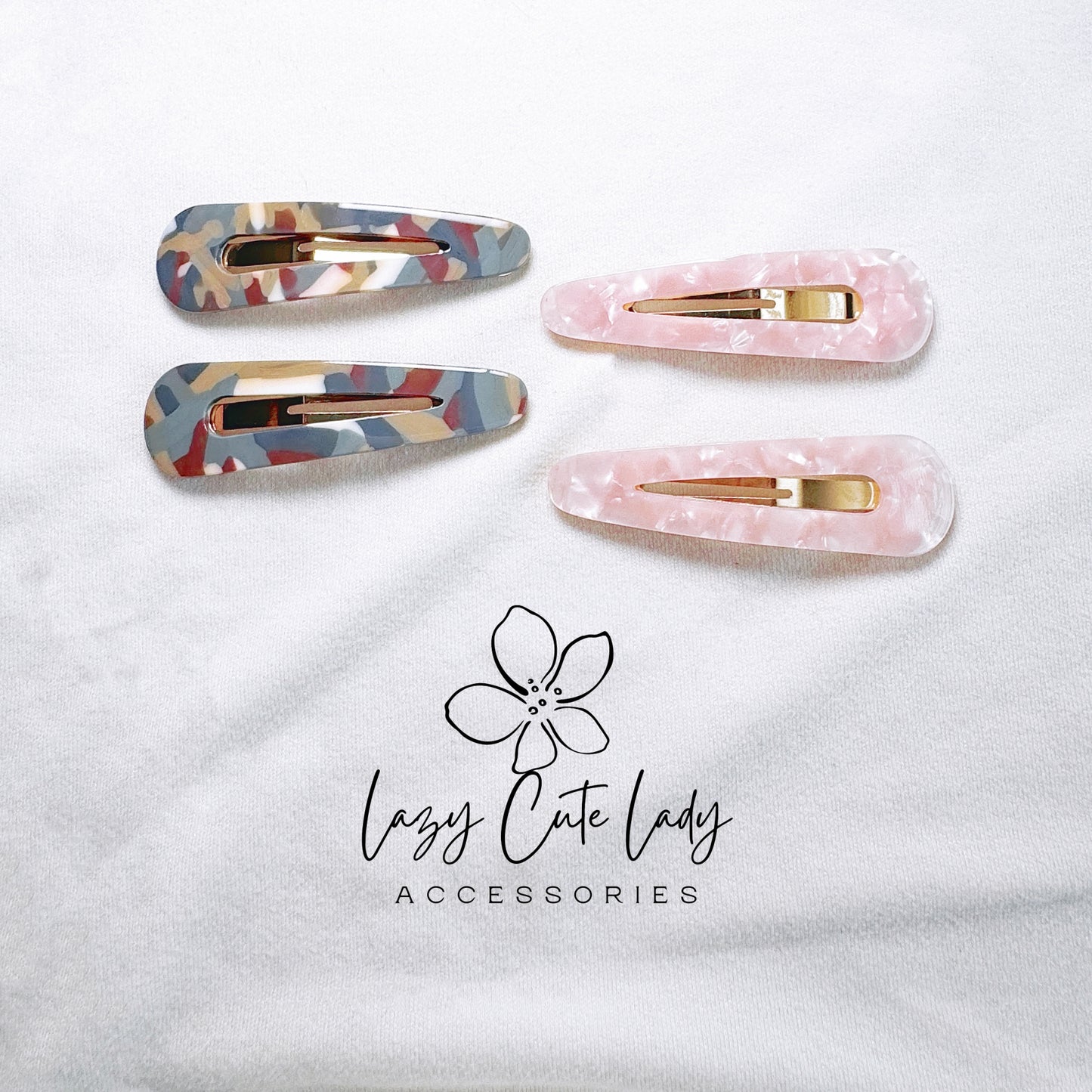 Eco-Friendly Acetate Snap Clips - Colorful & Pink Tick-Tack Hair Clips